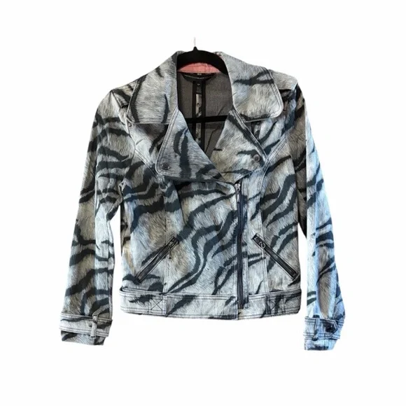 White House Black Market Animal Print Moto Jacket - Picture 2 of 8